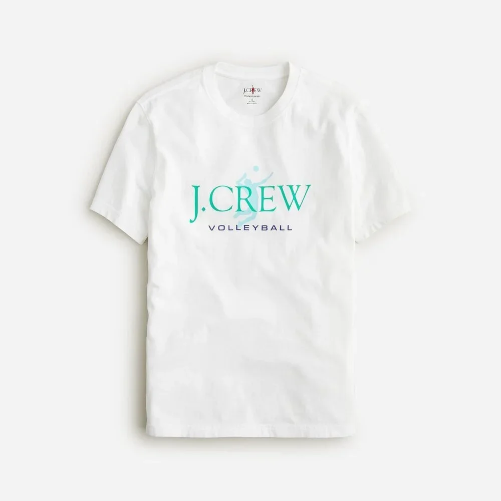 J Crew Mens Medium Relaxed‎ Volleyball Vintage-Wash Cotton Graphic T-shirt 2395